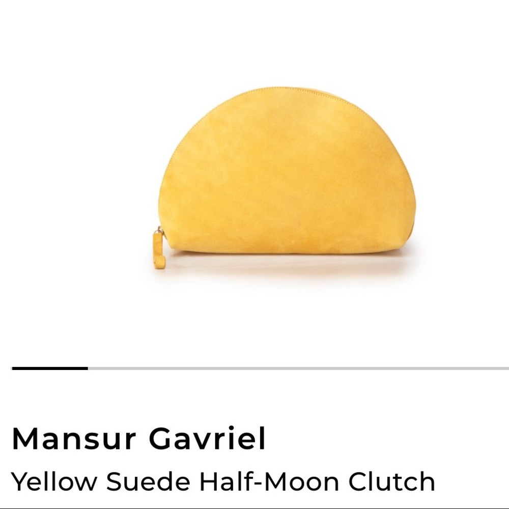 Mansur gavriel yellow suede half moon clutch